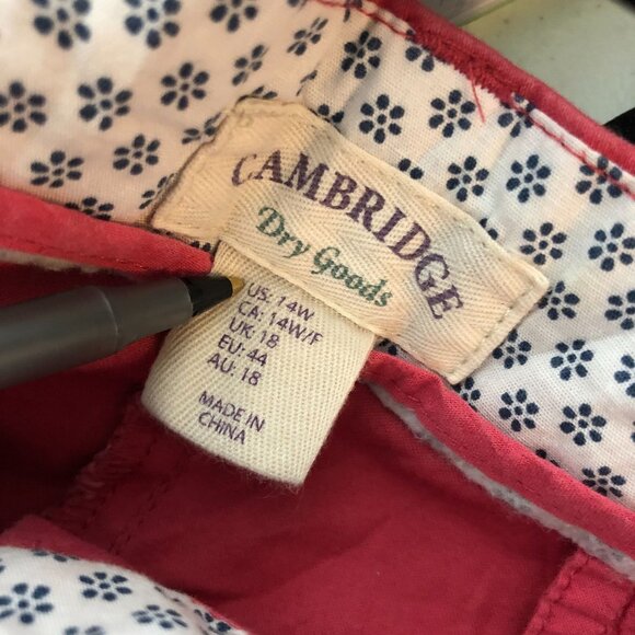 Cambridge Dry Goods Womens Pink Anchor Print Shorts Cotton Stretch Size 14W - Picture 3 of 4